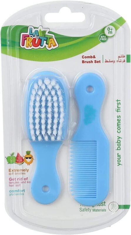Comb & Soft Brush set - لافروتا فرشاة  ومشط سوفت - ازرق